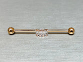 14G Rose Gold Baguette Square Stones Industrial Barbell Piercing. 38mm Length. Industrial Barbell. Ear Piercing. Body Jewelry.